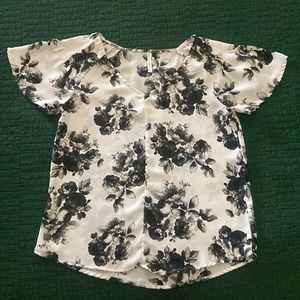 Black and White Floral Blouse
